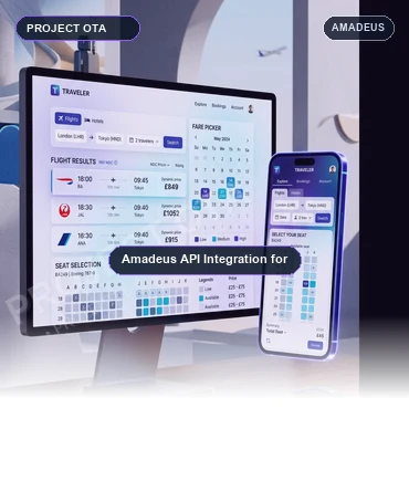 Amadeus API connected booking engine for flights