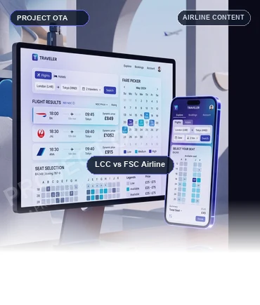 Low-cost and full-service airline content comparison