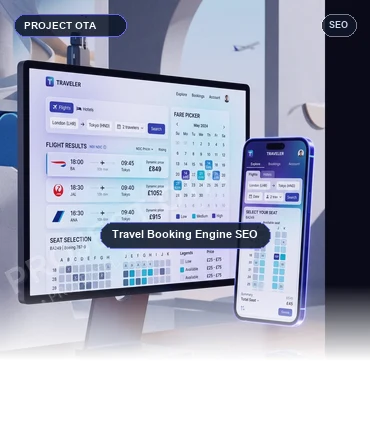 SEO dashboard for an OTA travel booking website